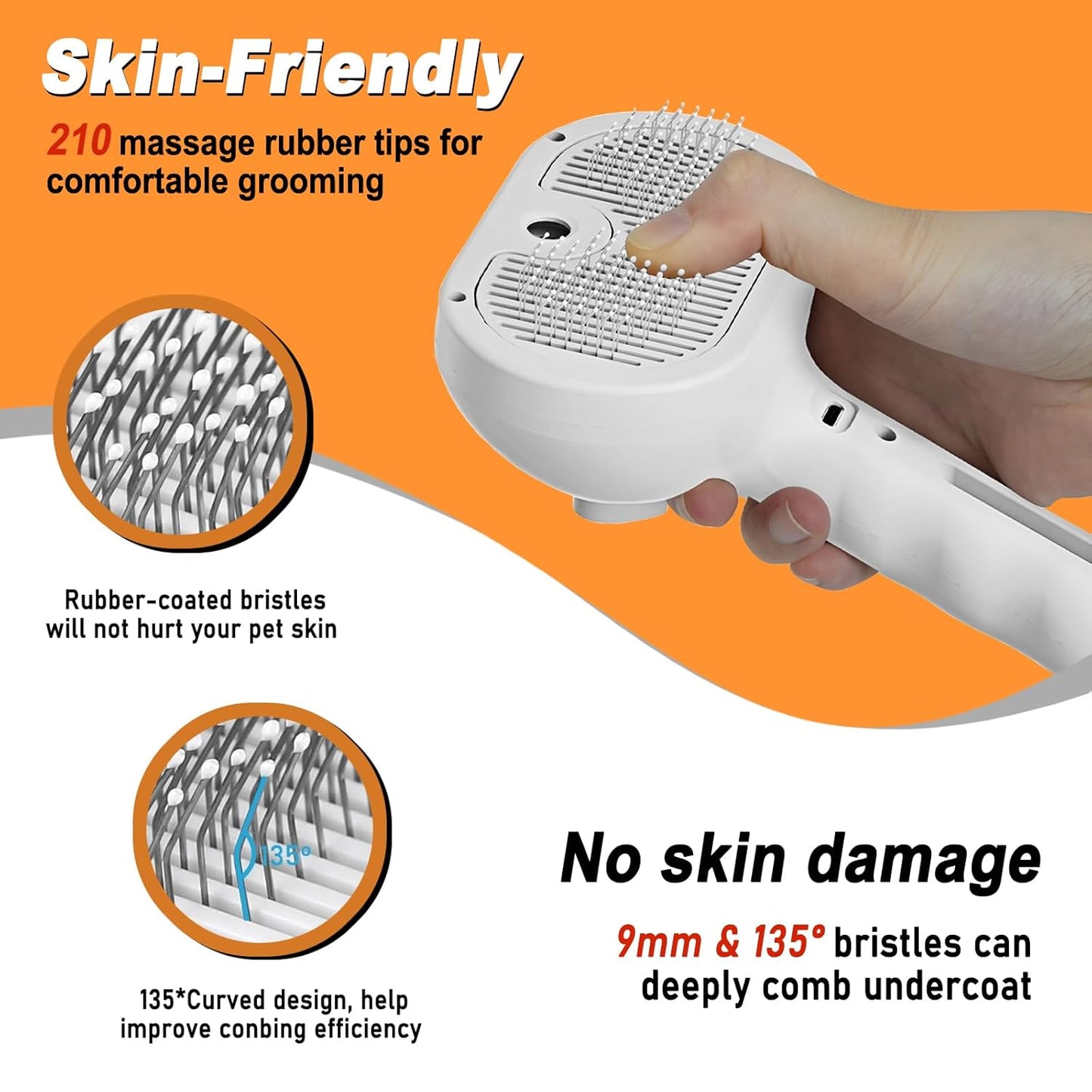 Dog Steam Brush 3 in 1 Cat Brush with Steam and Release Button Grooming Tool for Indoor Pets Dogs Hair Removal Shedding Water for Small Animals Long Short Haired(WHITE)