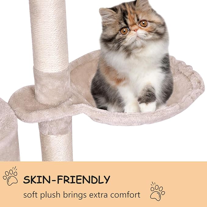 Tangkula 56 Inch Cat Tree - Multi-Level Cat Tower Condo with Sisal Scratching Post and Ladder, Large Cat Playground for Indoor Cats