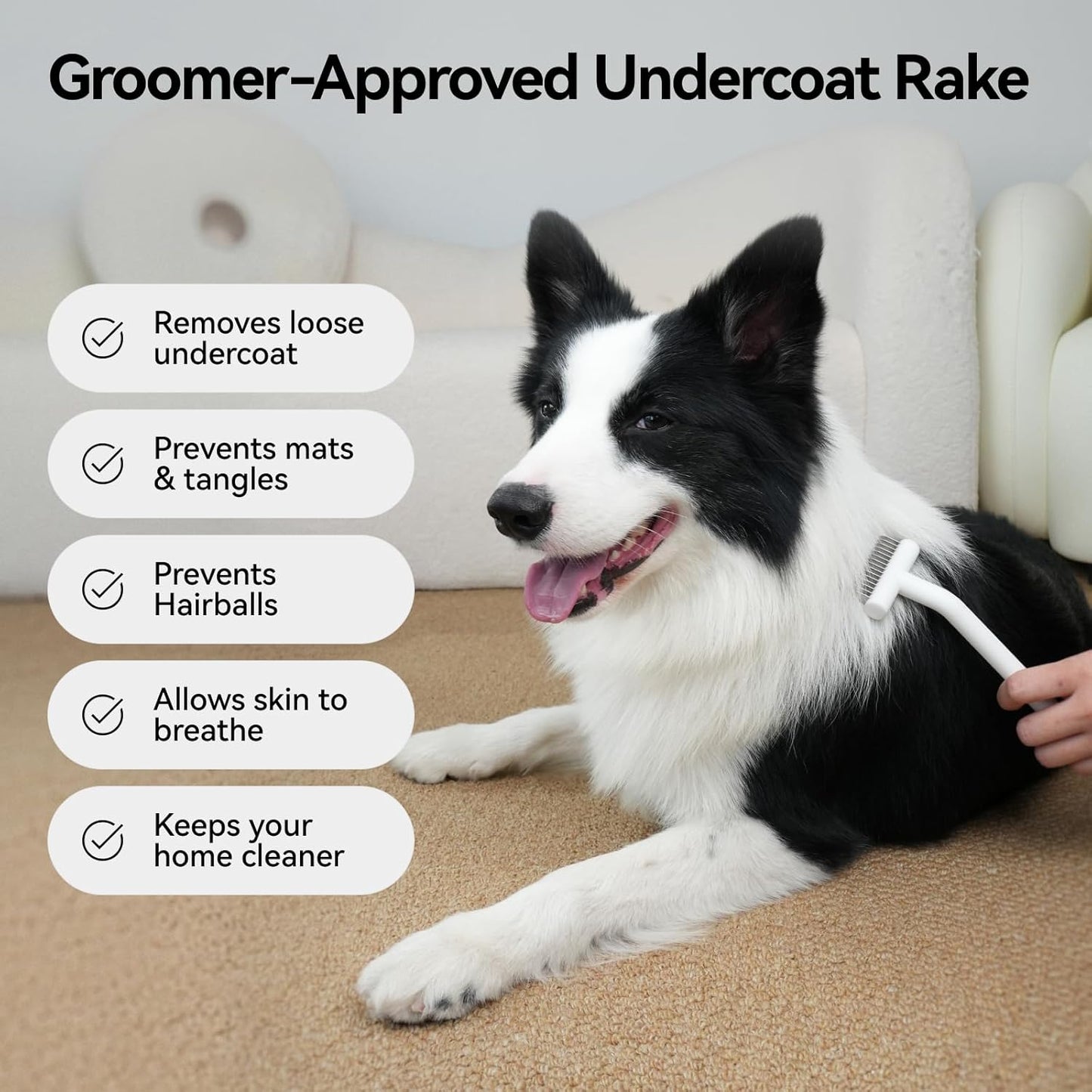 aumuca Undercoat Rake for Cats & Small/Medium Dogs – Deshedding Brush & Dematting Comb for Double-Coated Pets with Long or Short Hair, Matted Fur – Grooming Tool for Kitten, Puppy, Rabbit and Horse