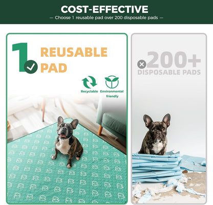 FXW Washable Pee Pads for Dogs, Puppy Pads with Super Absorbent, Specifically Designed for FXW Rollick/Homeplus 24inch 6 Panels Dog Playpen, 63" × 39" Rectangle, Green, 1 Pack