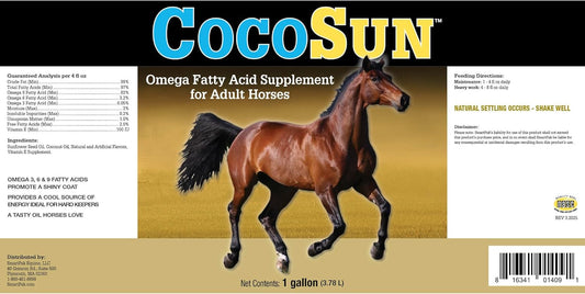 Uckele by SmartEquine CocoSun™ Oil Omega Horse Supplement | Omega 3, 6, 9 Supplements Ideal for Healthy Skin & Shiny Coats | Horse Supplements for Weight Gain | 1 Gallon