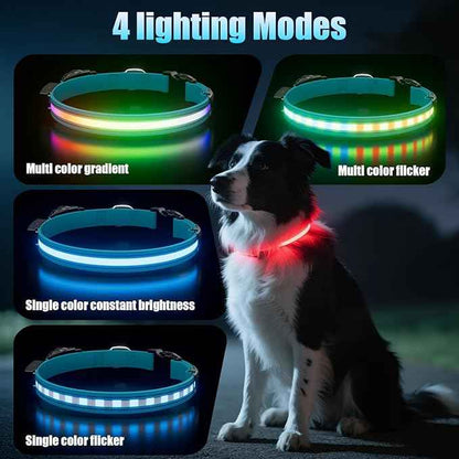 LED AirTag Dog Collar - Brightest Light Up Dog Collars - IP68 Waterproof Air Tag Dog Collar Holder - 1,600 Feet of High Visibility - Magnetic Charging - Dog Lights for Night Walking, Blue L