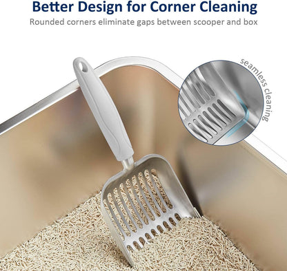 WePet Cat Litter Scoop, Aluminum Alloy Sifter, Kitty Metal Scooper, Deep Shovel, Long Handle, Poop Sifting, Kitten Pooper Lifter, Durable, Heavy Duty, for Litter Box