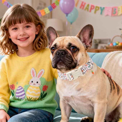DOGWONG Easter Dog Collar-Cute Pink Easter Carrot Dog Collar, Easter Pet Collars Puppy Collar Gifts with Quick Release Buckle for Girl&Female Dogs,XS