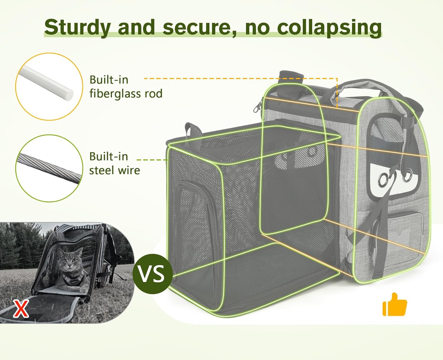Pecute Pet Carrier Backpack, Large Cat Carrier Backpack Hold Up to 22 Lbs, Expandable cat Backpack with Breathable Mesh for Medium Dogs Cats, or 2 Small Pets, Dog Backpack Carrier for Travel Hiking - Pawvie