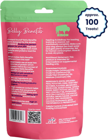 Onward Hound Training Treats for Dogs - Soft Bison - Low Calorie Dog Training Treats for Sensitive Stomachs with Single Source Premium Protein, Corn Free, & Soy Free Formula - 4 oz