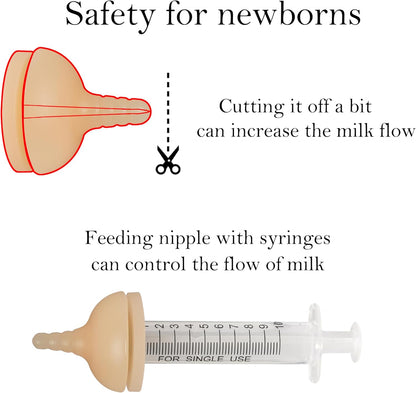 Silicone Feeding Nipple and Syringes for All Breed of Puppies and Other Animals Dongdong pet (4 Size Nipple+6 Syringes)