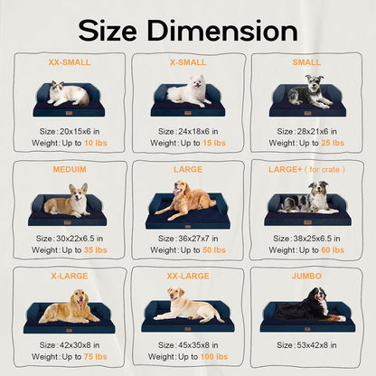 Small Dog Bed Orthopedic Washable Cat Bed Memory Foam Couch Sofa Comfy Pet Beds with Waterproof Removable Cover & Non-Slip Bottom
