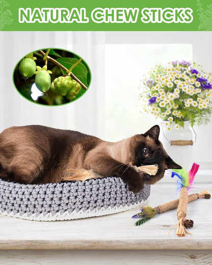 TINDTOP Silvervine Chew Sticks for Cats, Natural Catnip Chew Toys for Kittens Teeth Cleaning, Matatabi Dental Care, Increase Appetite, Calm Cat Anxiety and Stress, Cat Dental Toy (3 Pack)