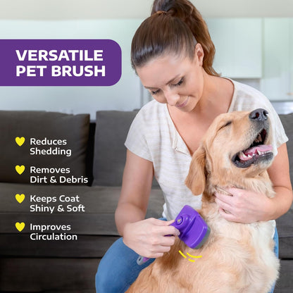 Hertzko Self-Cleaning Slicker Brush for Deshedding Long and Short-Haired Pets - Small Size Grooming Rake and Comb for Dogs and Cats