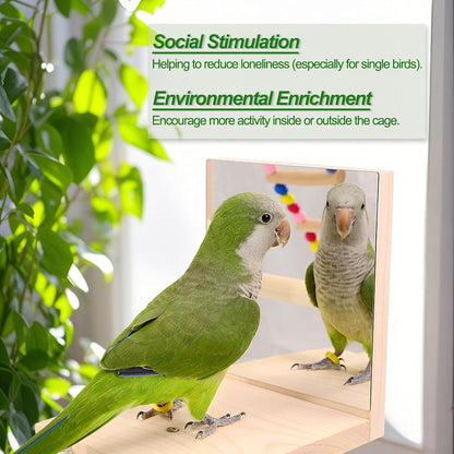 Wooden Bird Parrots Playground, Bird Perch Stand, with Bird Ladder Chewing Toys, Out of Cage Accessories