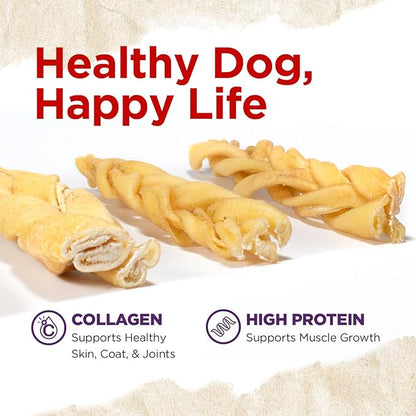 Natural Farm Braided Pork Collagen Dog Chews (10 Pack), Flavorful Braided Pork Collagen Sticks, Natural Dog Chews, Long Lasting, for Small, Medium, and Large Dogs, Odor-Free Rawhide Alternative