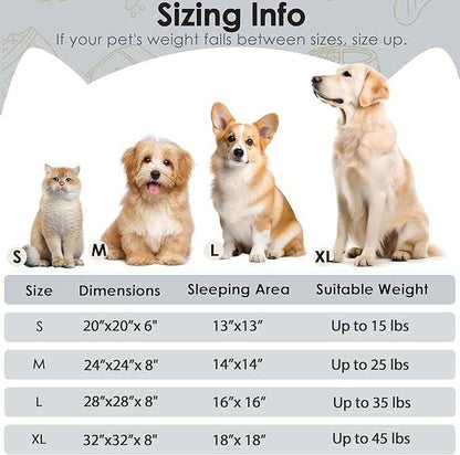 Dogs Bed for Small Dogs, Anti-Anxiety Washable Round Bed (Light Grey, 24.0" L x 24.0" W x 8.0" Th)