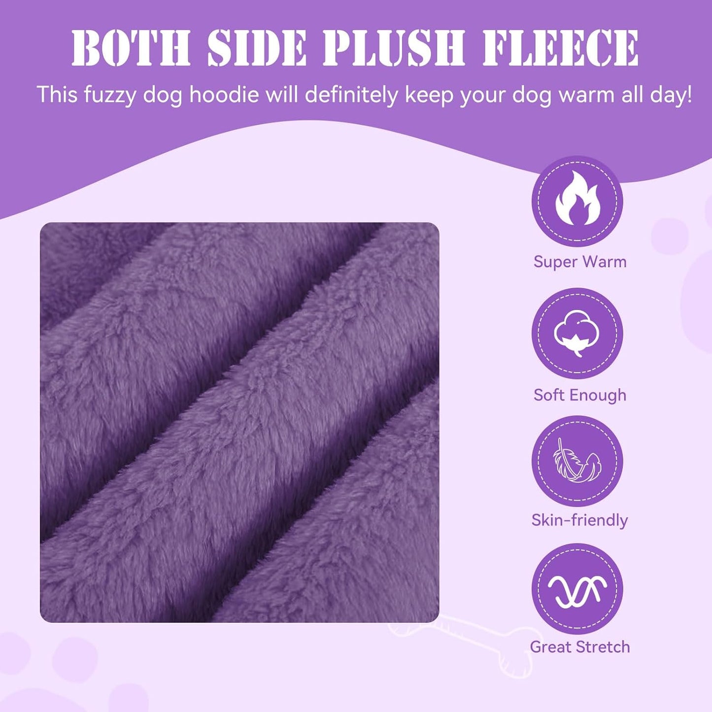 Fuzzy Dog Sweaters for Medium Dogs Dog Hoodie Sweater Clothes Warm Soft Cozy Pet Coats Hooded Sweatshirt Medium Pet Hoodie(Purple-M)