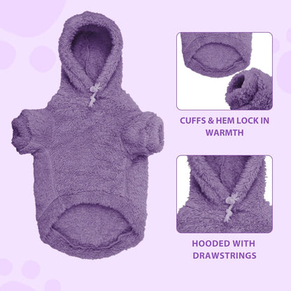 Stpiatue Dog Hoodie (Purple) - Warm Polyester Hooded Sweater for Extra Large Dogs, XX-Large, 36'' Chest