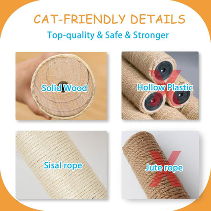 9-Piece Cat Wall Shelves and Perches for Wall, House, Lookout Tower, 2 Sisal Scratching Posts, 5-Step Wall Ladder, 7 Sisal Mat, Ideal Shelves for Wall - Sturdy Cat Wall Shelves for Large Cats