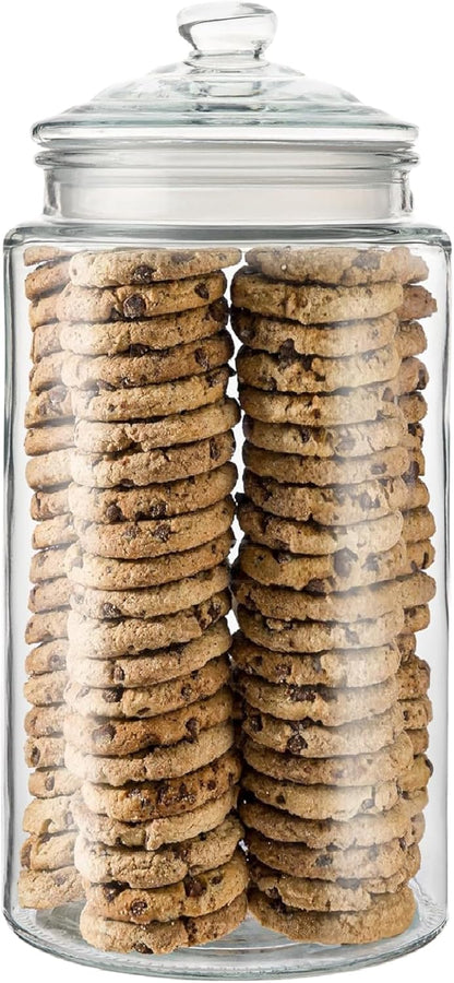 2-Gallon Tall Glass Cookie Jar with Airtight Lid – Large Kitchen Canister for Cookies, Sugar, Flour, and Dog Treats