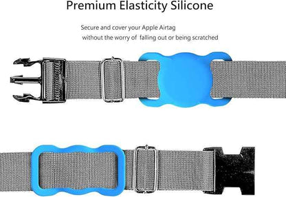 SWINCHO for AirTag 1st & 2nd Generation Holder[2 Pack] Waterproof High-Strength Elastic Silicone AirTag Dog Collar Holder (Blue&Pink)