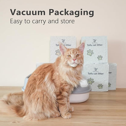 Tofu Cat Litter - Strong Clumping, Ultra Absorbent, Odor Control, Flushable, Low Tracking, Low Dust Tofu Litter Pellets 4 Packs/24LB (Green Tea)