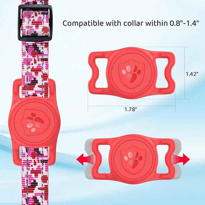 for Airtag Dog Collar Holder – IP68 Waterproof Dog Air Tag Holder for Dog Collar, Anti-Lost & Durable Silicone Case, Compatible with Apple AirTags (Red)