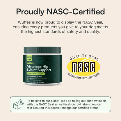 Wuffes Chewable Dog Hip & Joint Supplement - Glucosamine & Chondroitin Chews - Dog Joint Supplements & Vitamins - Extended Joint Care (Large Breed (Over 65 lbs), 90 Chews (Pack of 3))