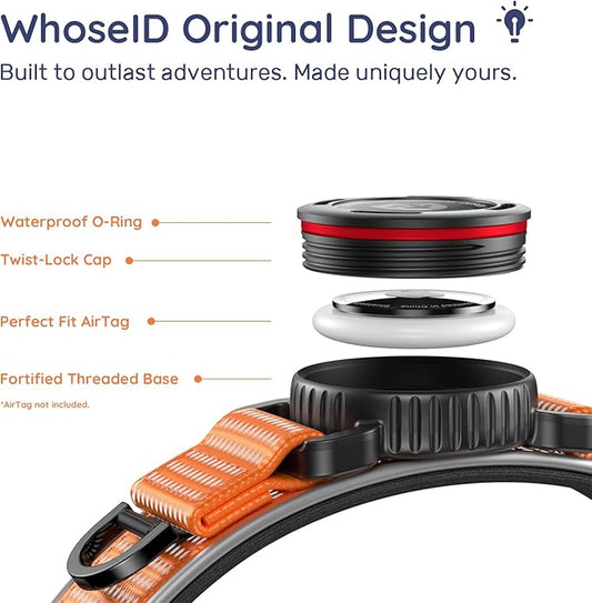 WhoseID Premium AirTag Dog Collar - Air Tag Small Dog Collar | Fur-Safe Magnetic Buckle | IPX8 Waterproof Reflective Dog Collar with AirTag Holder