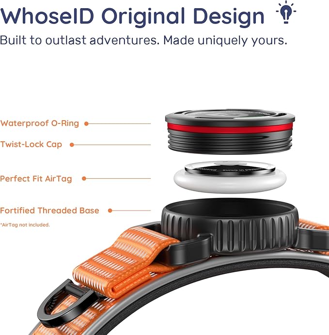 WhoseID Premium AirTag Dog Collar - Waterproof Medium Air Tag Dogs Collar | Magnetic Buckle Heavy Duty Collar | Reflective Dog Collar with AirTag Holder