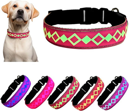 LED Dog Collar with AirTag Holder and Custom ID Tag, 15 Light Modes, Waterproof, Multiple Colors (PINK, S(7.87-11.8"))