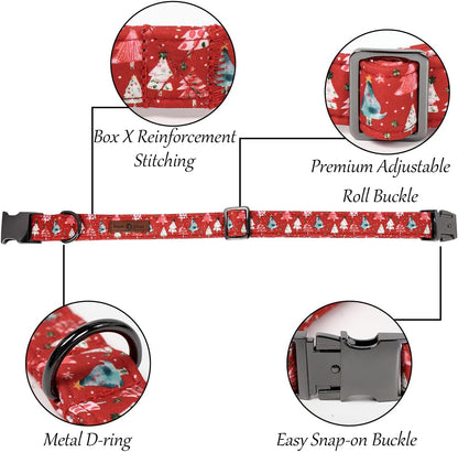 Lionet Paws Christmas Dog Collar with Bow tie,Cute Christmas Tree Red Dog Collar Bow Tie for Dogs and Cats Female, XS, Neck 8-12 inches