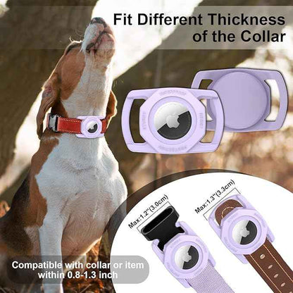 SANKALA Airtag Dog Collar Holder, Waterproof Airtag Case for Dog Collar, TPU & Silicone Full Body Covered Anti-Lost Apple Air Tag Collar Holder Protective Airtag Case for Pet Collar, Purple