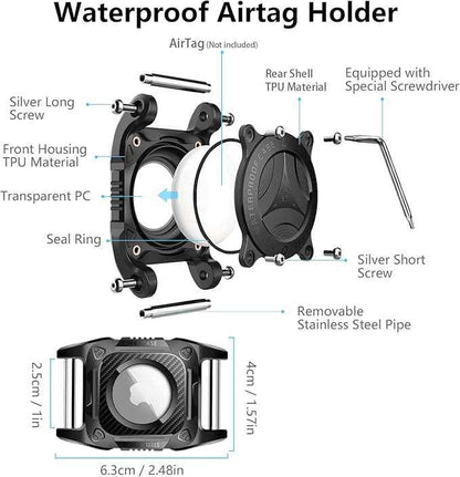 ETACCU Airtag Dog Collar Holder | Airtag Dog Waterproof - Airtag Holder for Dog Collar with Removable Metal Loop, Sturdy TPU, Lightweight, Compact Size (2)