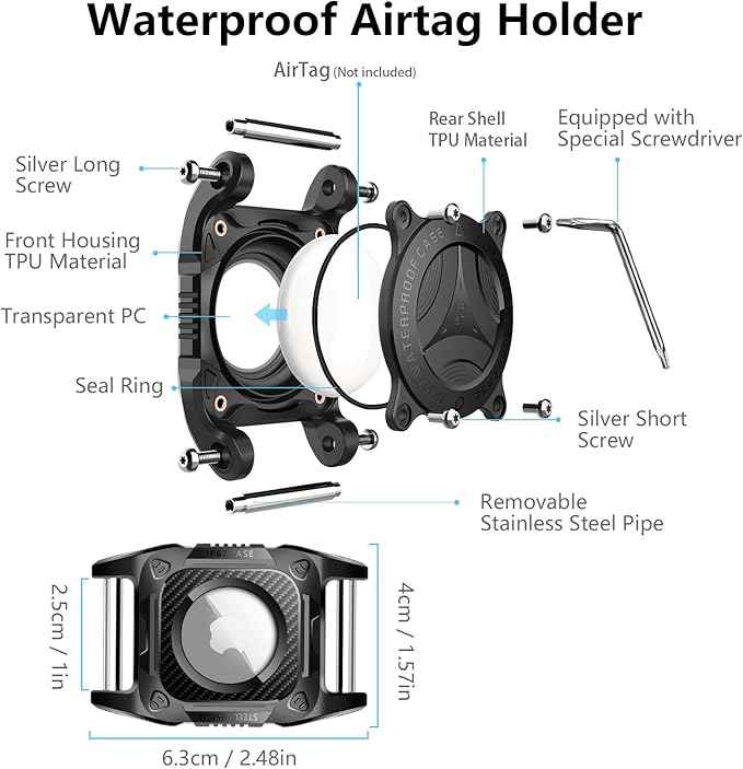 ETACCU Airtag Dog Collar Holder | Airtag Dog Waterproof - Airtag Holder for Dog Collar with Removable Metal Loop, Sturdy TPU, Lightweight, Compact Size (1)