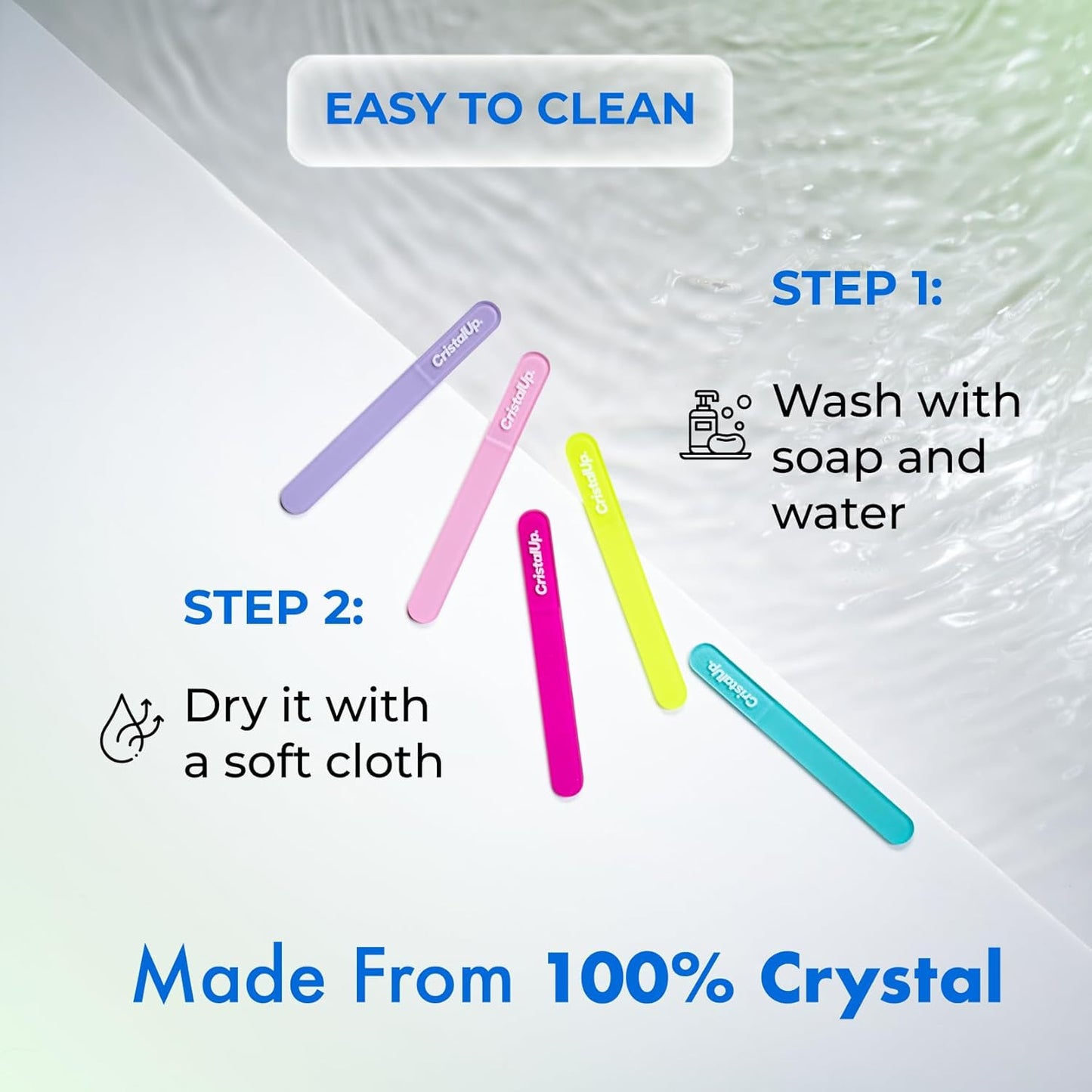 Crystal Nail File 3 in, Glass File Ideal for Purse, Durable, Safe and Gentle on Nails, Perfect for Travel Home, Office and On the Go, Portable Design