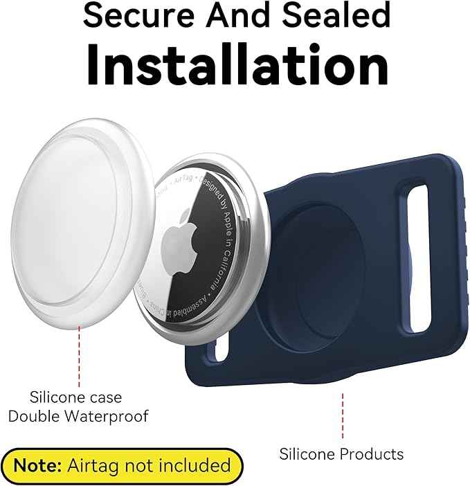 for Airtag Dog Collar Holder 2 Pack,Waterproof Dog Collar Holder for Apple AirTag(Gen 1 & 2),Silicone Air Tags Case for Dog Collars(Navy)