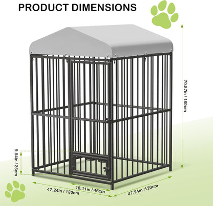 4x4x6 FT Outdoor Dog Kennel,Heavy-Duty Enclosures Outside with UV-Resistant Waterproof Roof Cover and Lock,for Medium and Large Dogs,Easy Assembly