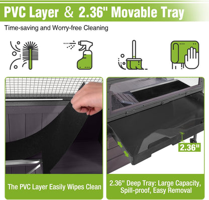 GUTINNEEN Guinea Pig Cage for Small Animals, Hamster Cage with Metal Iron Frame & Chew-Proof Aluminum Edges, 2-Story Small Animal Cage with Leak-Proof Tray, Hideout, and Storage Shelf, Black