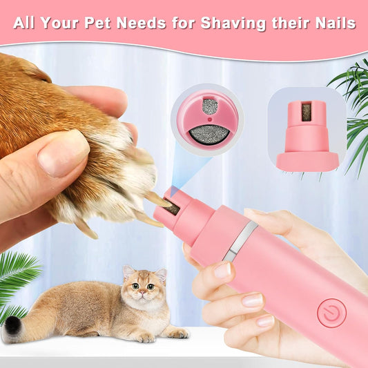 Dog Grooming Clippers Kit-Electric Rechargeable Cat Trimmer Tools-Cordless Quiet Pet Nail Paw Grinder-4 in 1 Multifunctional Low Noise Shaver-Razor for feet Face Ears Toenail Eye(Pink)
