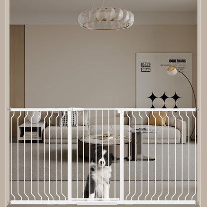 WAOWAO Extra Tall 40.55" Baby Gate 73.62-80.70" Wide Pressure Mounted Walk Through Swing Auto Close Safety White Metal Toddler Child Dog Pet for Indoor Stairs,Doorways,Kitche