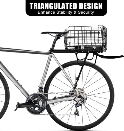 Aodaer Rear Bike Rack with Basket Quick Release Bike Rear Rack Heavy Duty Folding Bike Basket with Waterproof Bag & Cargo Net & Installation Tool