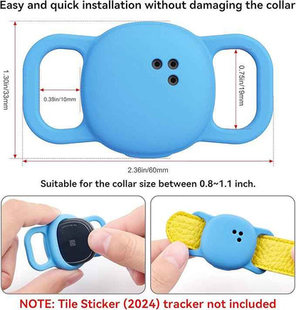 DDJ Cat Collar Case for Life360 Tile Sticker Tracker, 2-Pack Silicone Anti-Lost Protective Cover for Life 360 Tile Sticker Holder for Dog/Pet Collars, Durable, Easy Installation, Lightweight, Blue