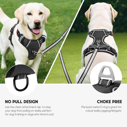 Timos Dog Harness,NO Need Go Over Dogs Head 3 Snap Buckles Pet Harness with 2 Leash Clips,Adjustable Soft Padded No-Pull,Reflective No-Choke Oxford Vest for Small Medium Large Dogs,X-Large(Packof1)