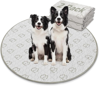 FXW Washable Pee Pads for Dogs, Puppy Pads with Super Absorbent, Specifically Designed for Whelping Box, 47" Round, Khaki, 2 Packs