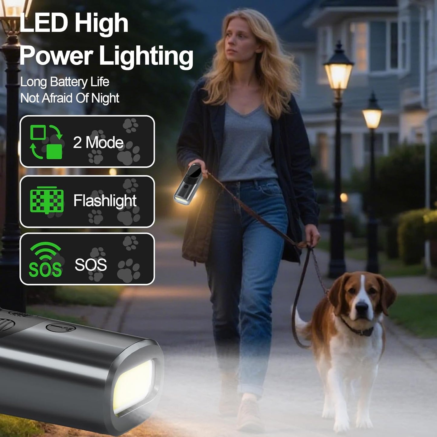 Dog Sonic Bark Deterrents Devices for Own or Neighbor's Dog, 3X Ultrasonic Anti Barking Device for Dogs Bark Deterrent Safe & Effective Stop Dog Barking Device with LED Flashlight Dogs Training Tools