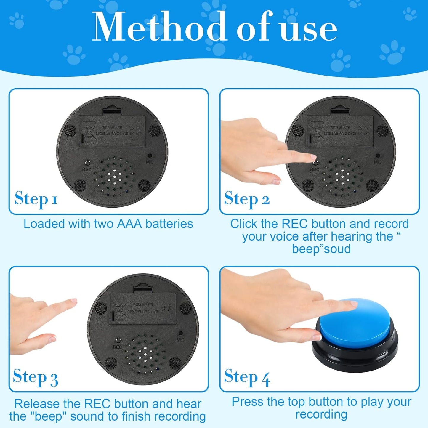 Jerify 16 Pieces Dog Buttons for Communication Voice Recordable Cat Dog Talking Buzzers Set with Stickers 30 Seconds Pet Speech Training Buttons for Pet Cat Training Interactivity(Classic Colors)