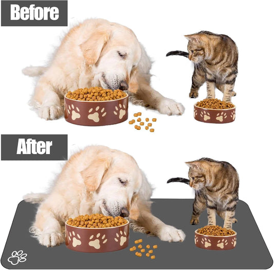 Large Pet Feeding Mat, 39.4" x 31.5" Absorbent Quick Dry Dog Mat for Food and Water Bowl, Non Skid Cat Bowl Mat, No Stains for Pet Water Dispenser Pet Supplies for Messy Drinkers