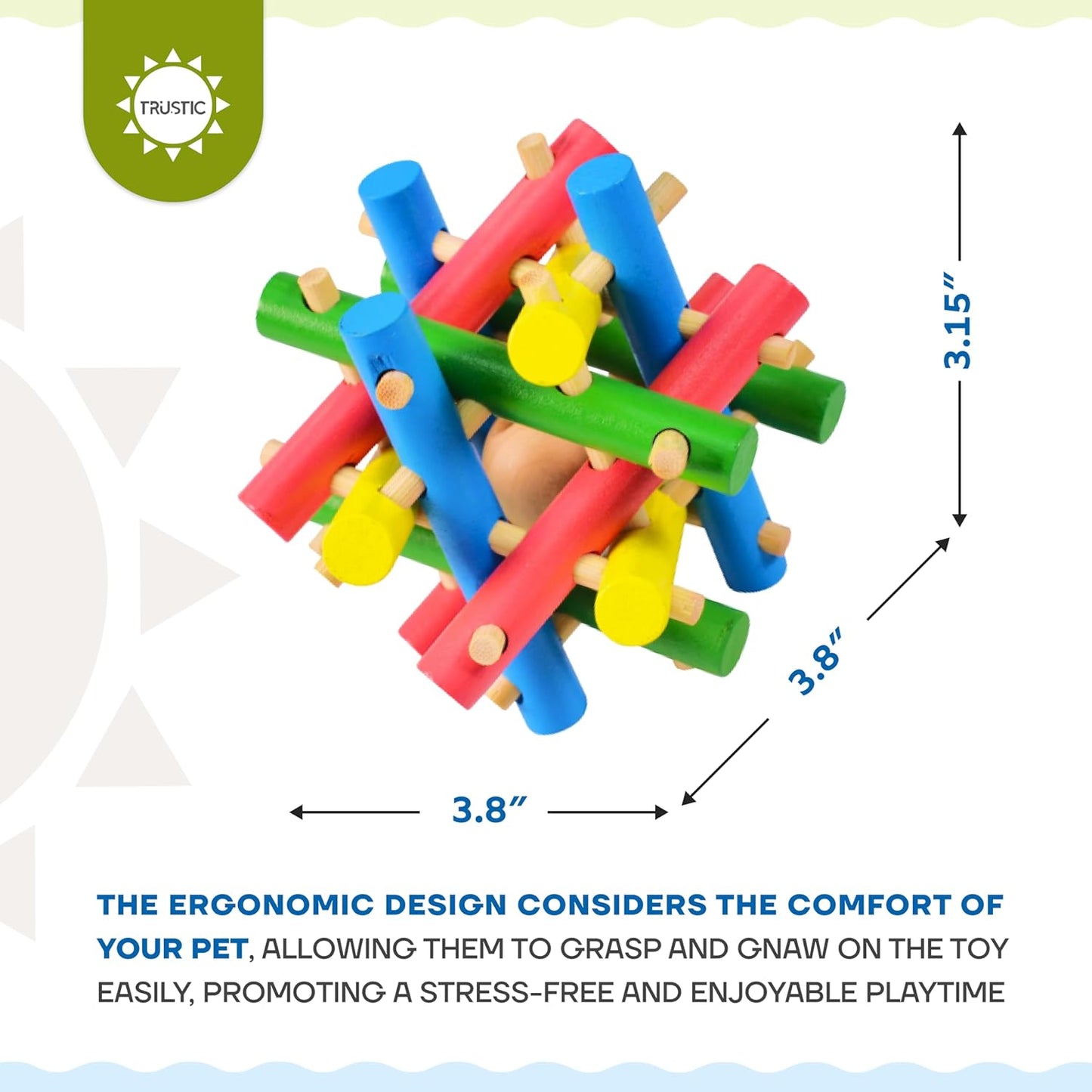 Wooden Chewing Toy for Small Animals, Natural Wood for Rabbit, Guinea Pig, Bunny, Chinchilla (Colored)