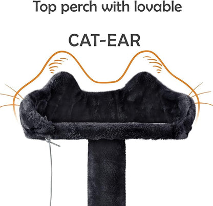 Yaheetech 62in Cat Tree Cat Tower for Indoor Kitten, Pet Furniture w/Double Condo, Scratching Posts, Multiple Platforms and Balls for Kittens, Black