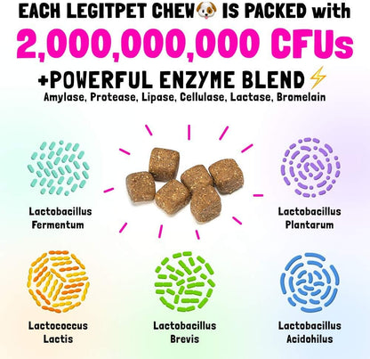 Probiotics for Dogs Natural Digestive Enzymes Prebiotics for Allergy Itch Relief Gut Flora Coprophagia Bowel Support Treatment Anti Diarrhea for Dogs Pet Health Immune System Support 30 Soft Chews