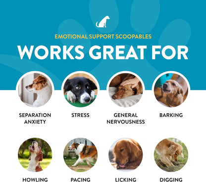 NaturVet Scoopables Emotional Support for Dogs - Daily Calming Aid Promotes 24/7 Normal, Calm Behavior - Hickory Smoked Bacon Flavored | 11oz Bag