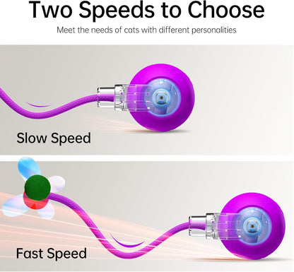 Interactive Cat Toys for Indoor Cats - Kitten Toy with Speedy Tail 2.0, Automatic Cat Toys for Bored Indoor Adult Cats, Motion-Activated, 2025 New Upgraded, USB Rechargeable (Purple)